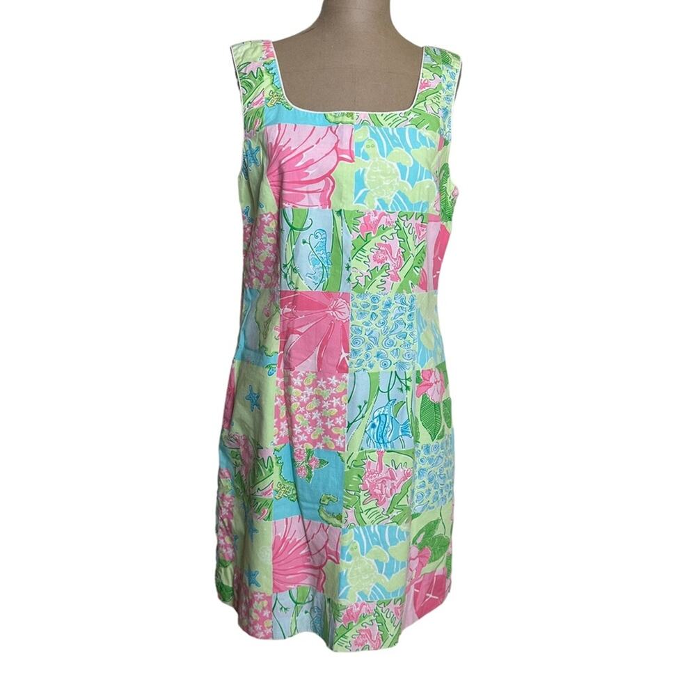 Lilly Pulitzer Vintage Wide Strap Pastel Mini Shift Dress size 8
